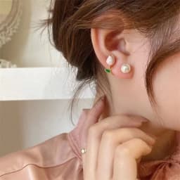French Light Luxury Pink Tulip Flower Pearl Stud Earrings For Women Korean Zircon Exquisite Earring Party Christmas Jewelry Gift