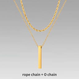 Vnox 3D Vertical Bar Necklaces for Men, Layering Stainless Steel Geometric Pendant, Layered Wheat Rope Cuban Chain, Boy Collar