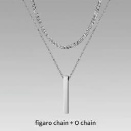 Vnox 3D Vertical Bar Necklaces for Men, Layering Stainless Steel Geometric Pendant, Layered Wheat Rope Cuban Chain, Boy Collar