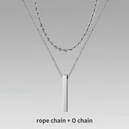 Vnox 3D Vertical Bar Necklaces for Men, Layering Stainless Steel Geometric Pendant, Layered Wheat Rope Cuban Chain, Boy Collar