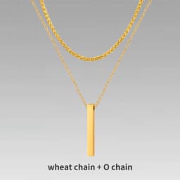 Vnox 3D Vertical Bar Necklaces for Men, Layering Stainless Steel Geometric Pendant, Layered Wheat Rope Cuban Chain, Boy Collar