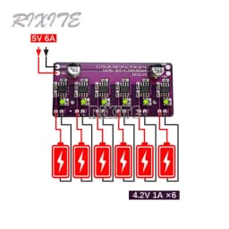 18650 Lithium Battery Charging Module TP4056 5V Input for 4.2V 1A Charger Board 6 Independent Charge Discharge PCB Circuit Board