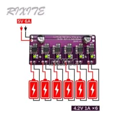 18650 Lithium Battery Charging Module TP4056 5V Input for 4.2V 1A Charger Board 6 Independent Charge Discharge PCB Circuit Board
