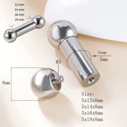 ASTM F136 Titanium PIERC Labret Ear Cartilage Tragus Helix large Earring Lip Ring Industrial Stud Piercing Body Jewelry 2mm-8mm