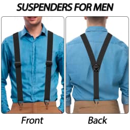 Heavy Duty Suspenders for Men Work Biker Outdoor 3.8cm Wide X-Back with 4 Snap Hook Adjustable Elastic Trouser Braces Strap Belt