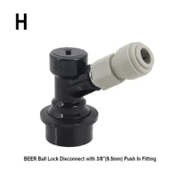 Ball Lock Gas & Beer Keg Disconnect with 8/9.5mm Push In Fitting Homebrew Draft Beer Corny Style Ball Lock Keg Dispenser
