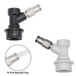 Ball Lock Gas & Beer Keg Disconnect with 8/9.5mm Push In Fitting Homebrew Draft Beer Corny Style Ball Lock Keg Dispenser