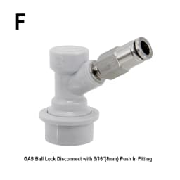 Ball Lock Gas & Beer Keg Disconnect with 8/9.5mm Push In Fitting Homebrew Draft Beer Corny Style Ball Lock Keg Dispenser