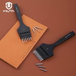 WUTA 2nd Generation Sharp Head Replaceable Pricking Iron Removable Round Hole Punch Leather Craft Chisel DIY Leather Tools