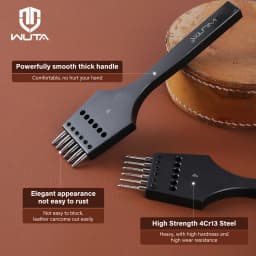 WUTA 2nd Generation Sharp Head Replaceable Pricking Iron Removable Round Hole Punch Leather Craft Chisel DIY Leather Tools