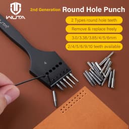 WUTA 2nd Generation Sharp Head Replaceable Pricking Iron Removable Round Hole Punch Leather Craft Chisel DIY Leather Tools