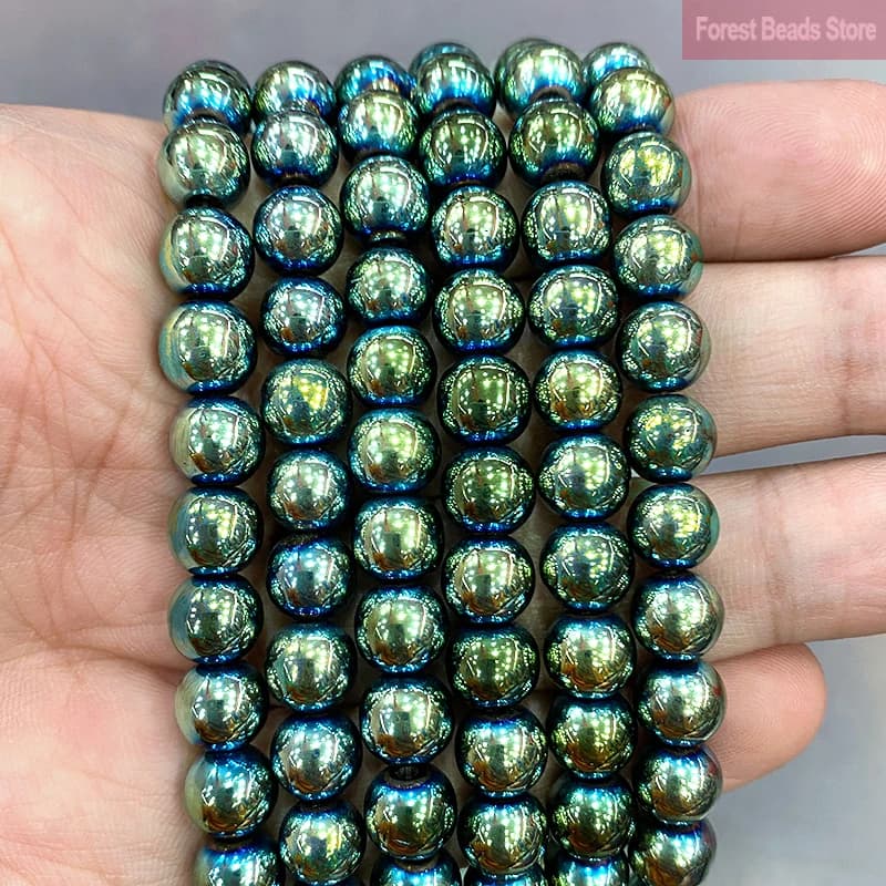2/3/4/6/8/10mm Smooth Green Hematite Beads Round Loose Beads Natural Stone DIY Bracelet Accessories for Jewelry Making 15''