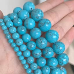 Natural Blue Howlite Turquoises Stone Round Loose Beads For Diy Bracelet Accessories Jewelry Making 15'' Strands 4/6/8/10/12mm