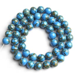 Natural Blue Howlite Turquoises Stone Round Loose Beads For Diy Bracelet Accessories Jewelry Making 15'' Strands 4/6/8/10/12mm