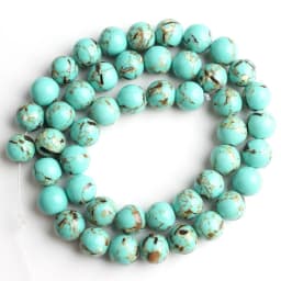 Natural Blue Howlite Turquoises Stone Round Loose Beads For Diy Bracelet Accessories Jewelry Making 15'' Strands 4/6/8/10/12mm