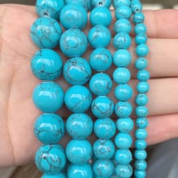 Natural Blue Howlite Turquoises Stone Round Loose Beads For Diy Bracelet Accessories Jewelry Making 15'' Strands 4/6/8/10/12mm