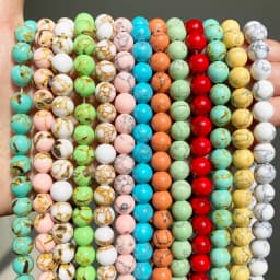 Natural Blue Howlite Turquoises Stone Round Loose Beads For Diy Bracelet Accessories Jewelry Making 15'' Strands 4/6/8/10/12mm