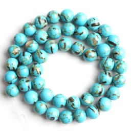 Natural Blue Howlite Turquoises Stone Round Loose Beads For Diy Bracelet Accessories Jewelry Making 15'' Strands 4/6/8/10/12mm