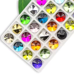 Rivoli Sew on Rhinestones Round Beads Glass Crystal AB Sewing Rhinestone Appliques DIY Sewing Crystal Rhinestones for Needlework
