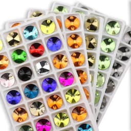 Rivoli Sew on Rhinestones Round Beads Glass Crystal AB Sewing Rhinestone Appliques DIY Sewing Crystal Rhinestones for Needlework