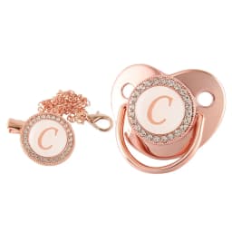 26 Letters Baby Pacifier Clip Rose Gold Bling Pacifiers Holder Silicone Soother Nipple Dummy Baby Shower Gifts