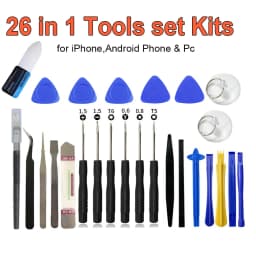 Professional 26 in 1 Cell Phone Repair Tool Kits Screwdrivers with Screen Opening Pry Bar Suction Cup for iPhone Samsung Xiaomi