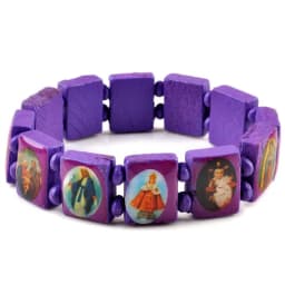 Saints Jesus Religious Wood Catholic Icon Bracelets Unisex Fashion Wood Bracelet Paryer Charm Jewelry 7 Colors
