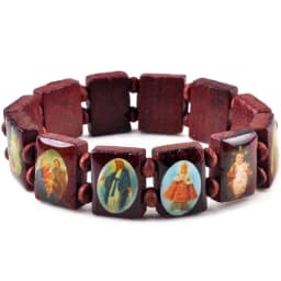 Saints Jesus Religious Wood Catholic Icon Bracelets Unisex Fashion Wood Bracelet Paryer Charm Jewelry 7 Colors