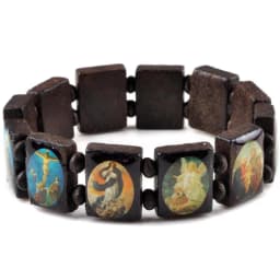 Saints Jesus Religious Wood Catholic Icon Bracelets Unisex Fashion Wood Bracelet Paryer Charm Jewelry 7 Colors