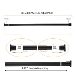 80-240CM Adjustable Curtain Rod No Drilling Telescopic Shower Curtain Pole for Balcony Bathroom Wardrobe Rod Clothes Drying Rack