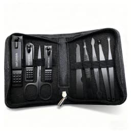 9 Pcs Portable Nail Clipper Multi Kit with Cuticle Trimmer Toenail Scissors Ear Nail File Tweezers Suitable for Travel Home