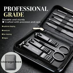 9 Pcs Portable Nail Clipper Multi Kit with Cuticle Trimmer Toenail Scissors Ear Nail File Tweezers Suitable for Travel Home