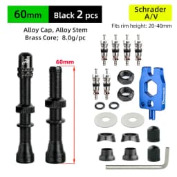 Deemount 2PCS Bicycle Tubeless Schrader Nipple A/V Valves Brass Core CNC Machined Anodized for MTB Road Bike Tubeless Rims