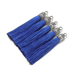 10Pcs 6cm Silk Tassel Charms Brush Tassels With Antique Silver Caps For DIY Jewelry Making Handmade Earrings Pendant Accessories