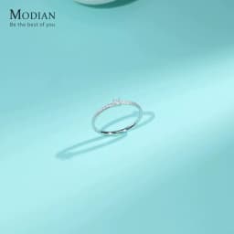 Modian 2021 Real 925 Sterling Silver Simple Square Clear CZ Charm Gold Color Finger Rings For Women Wedding Engagement Jewelry