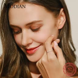 Modian 2021 Real 925 Sterling Silver Simple Square Clear CZ Charm Gold Color Finger Rings For Women Wedding Engagement Jewelry