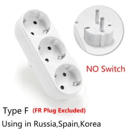 EU Extension Socket ON/OFF Switch 16A 250V Standard Plug Adapter Conversion Sockets Germany Plug 1 to 2 or 1 to 3 Way AC Outlets