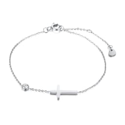Birthstone Zirconia Thin Chain Link Cross Bracelet Stainless Steel Women's Adjustable Link Stacked Layered Chain Bracelets
