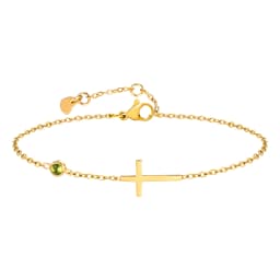 Birthstone Zirconia Thin Chain Link Cross Bracelet Stainless Steel Women's Adjustable Link Stacked Layered Chain Bracelets