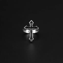 1PC Vintage Black Big Cross Open Ring For Women Party Jewelry Men Trendy Gothic Metal Color Finger Ring Anillo