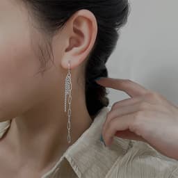 CIAXY Silver Color Asymmetrical Long Earrings for Women Temperament Tassel Ear Chain Ear Buckles Fashion Indian Jewelry Gift