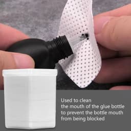 200PCS Pink/White Eyelash Glue Remover Wipe Lint-Free Cotton Wipes Glue Bottle Mouth Cleaning Paper Cleaner Pads with Box