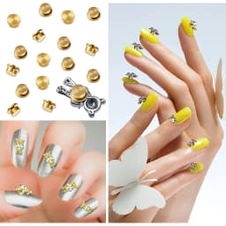 15 Pieces Spinning Nail Charms 3D Nail Art Rotating Charm Rotating Bearing Nail Art Tool Nail Rings Jewelry Rotating Nail Tools