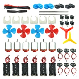 6 Set DC Motors Kit, Mini Electric Hobby Motor 3V -12V 25000 RPM Strong Magnetic with Shaft Propeller, 2 x AA Battery Holder,9V