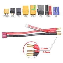 Lipo Lithium Battery Charging Wire 2S 4MM/5MM 7.4v 7.6v Balance Head T/ XT60/EC5/XT90/TRX For Cars DIY Model Toys Silicone Cable