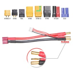 Lipo Lithium Battery Charging Wire 2S 4MM/5MM 7.4v 7.6v Balance Head T/ XT60/EC5/XT90/TRX For Cars DIY Model Toys Silicone Cable