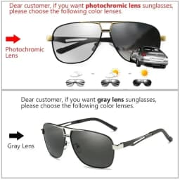 1PC Top Aluminum Magnesium Square Polarized Photochromic Sunglasses Men Sun Glasses Safety Driving Oculos De Sol Masculino