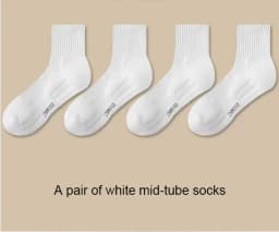 1 Pair Socks Men's Cotton Deodorant Winter Towel Bottom with Velvet Mid-Tube White Stockings Thickened Sports Basketball Socks