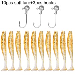 10PCS Soft Lure 5.5cm 7cm 10cm T Tail Worm 3PCS Jigging Head Hook 3g 5g 10g Metal Jig Carp Fishing Pesca Swimbait Gear Kit Bait