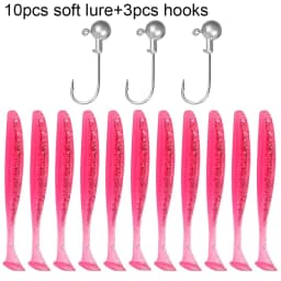 10PCS Soft Lure 5.5cm 7cm 10cm T Tail Worm 3PCS Jigging Head Hook 3g 5g 10g Metal Jig Carp Fishing Pesca Swimbait Gear Kit Bait